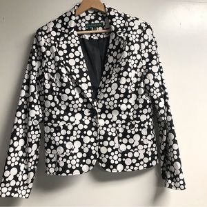 HARVE BERNARD VINTAGE BLAZER black, and white polkadot